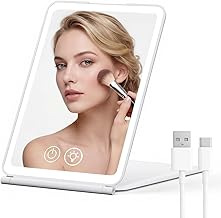 Makeup Mirror with 72 LED Lights, Rechargeable Table Mirror, 1500 mAh, Adjustable Brightness, Touch Control, Makeup Mirror with 3 Lighting Modes, Ideal for Make Up Bathroom and Travel