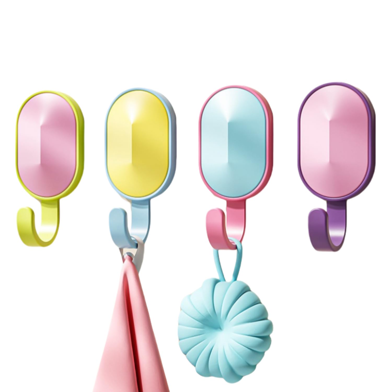 Ganci adesivi da parete per bambini 4 pezzi colorati senza foratura