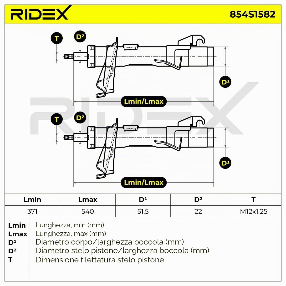 RIDEX 854S1582 2x Ammortizzatore Anteriore Anteriore Destra Anteriore Sinistra Compatibilità con FORD Focus II Hatchback DA, HCP, DP