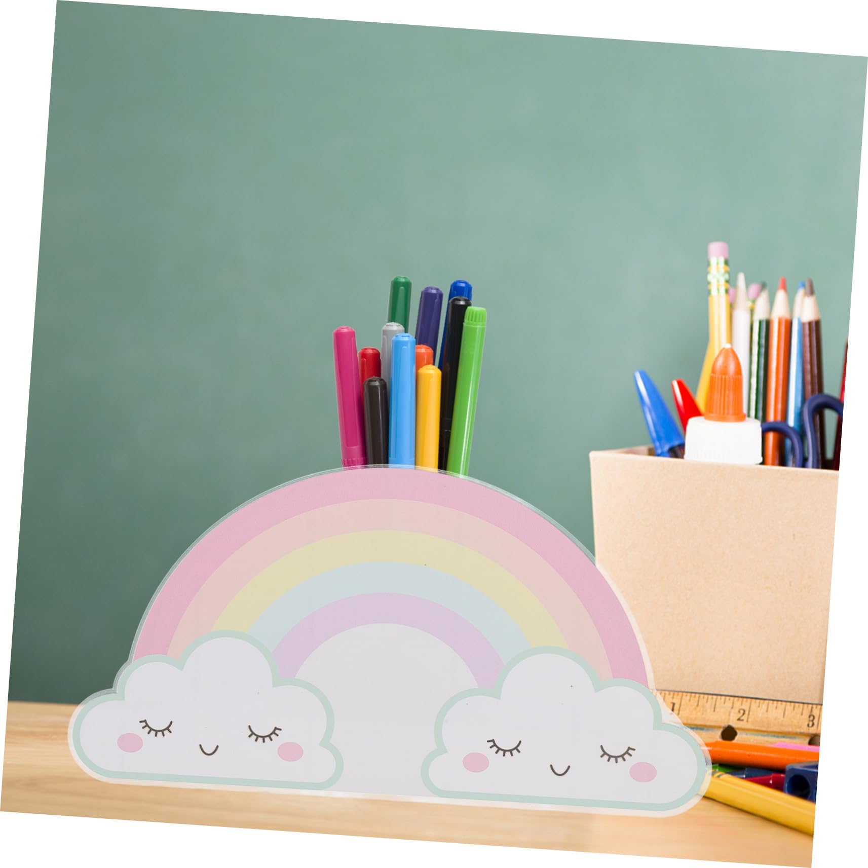 2pezzi Portapenne Da Scrivania Organizer Forma Di Arcobaleno Per Forniture Ufficio Design Elegante e Sostenibile Organizer Compatto Per Scrivania Per Insegnanti e Studenti