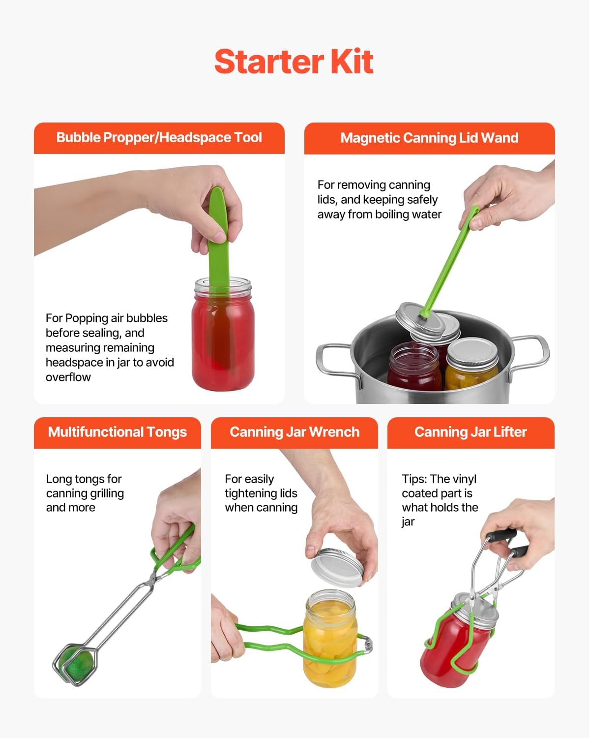 Happybuy Canning Supplies Starter Kit, 11-Piece Stainless Steel Water Bath Canning Kit for Beginners, Complete Canning Tools Set: Pot, Rack, Lid, Ladle, Funnel, Tongs, Jar Lifter, Wrench