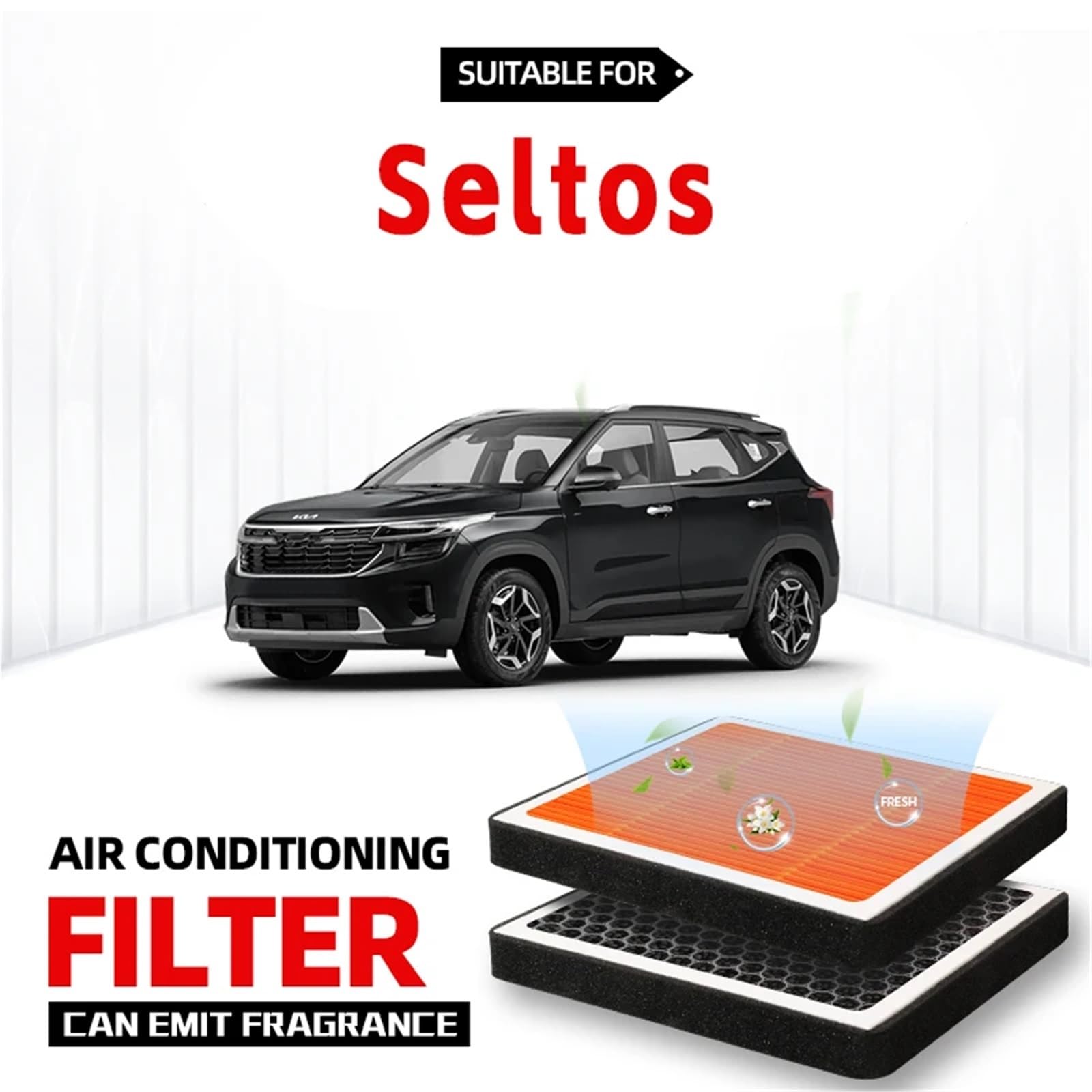 Filtro Antipolline Biofunzionale Adatto per filtro abitacolo Kia Seltos Filtro aria Filtro aria condizionata a carboni attivi con fragranza per purificare l'aria dell'abitacolo
