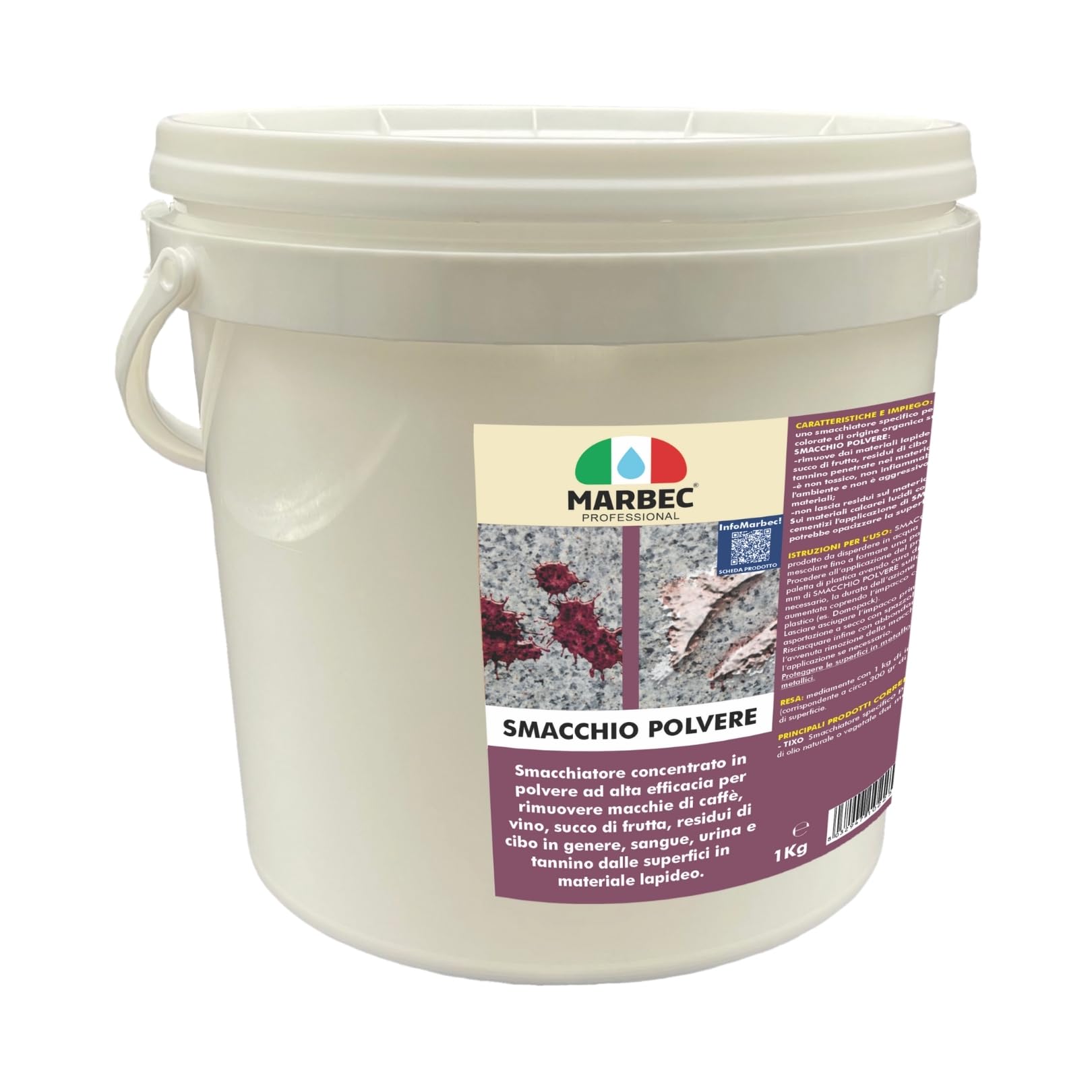 MARBEC SMACCHIO POLVERE 1KG Smacchiatore per la rimozione delle macchie organiche colorate