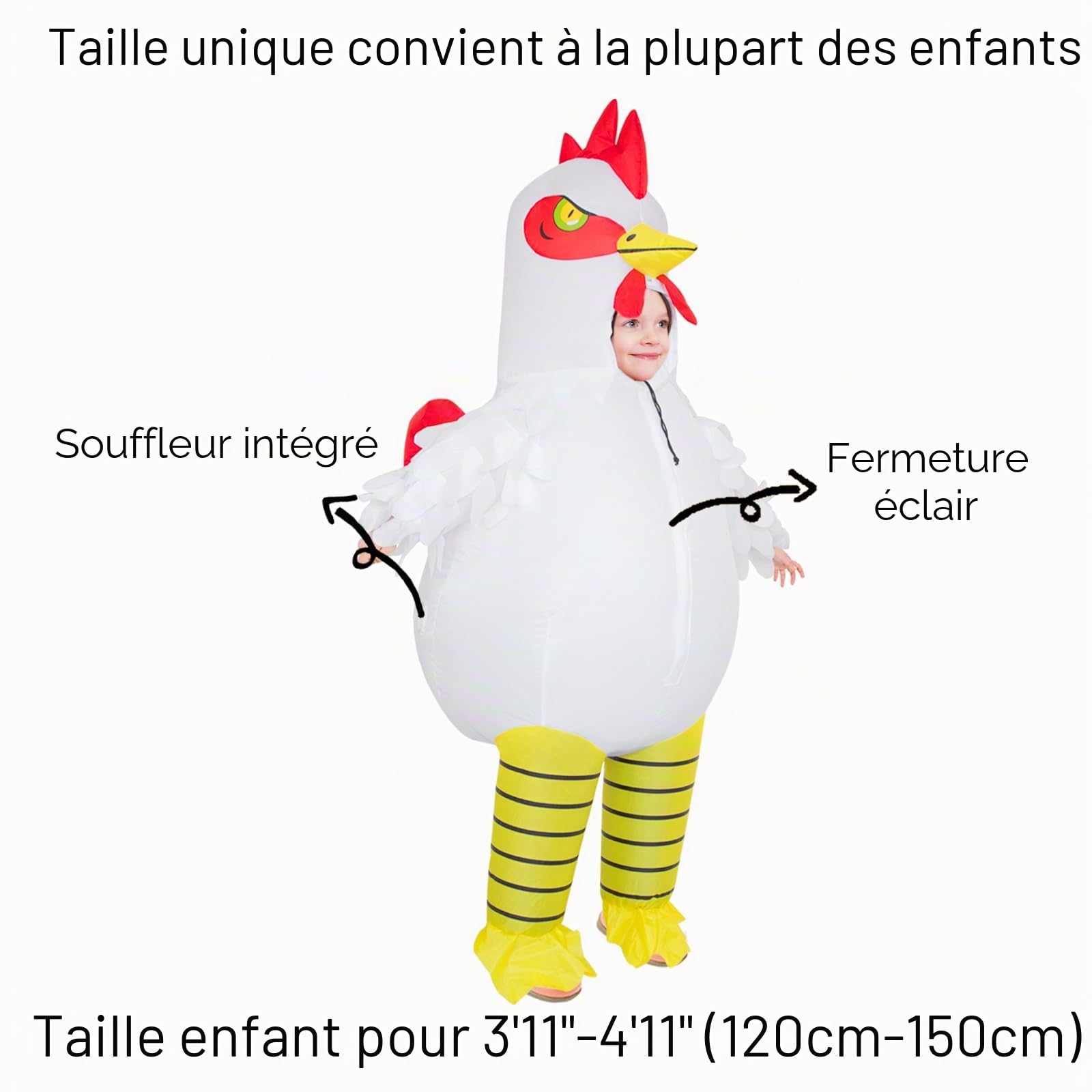 Costume de poulet gonflable pour adultes, enfants, femmes et hommes, costume d'Halloween pour cosplay, fête