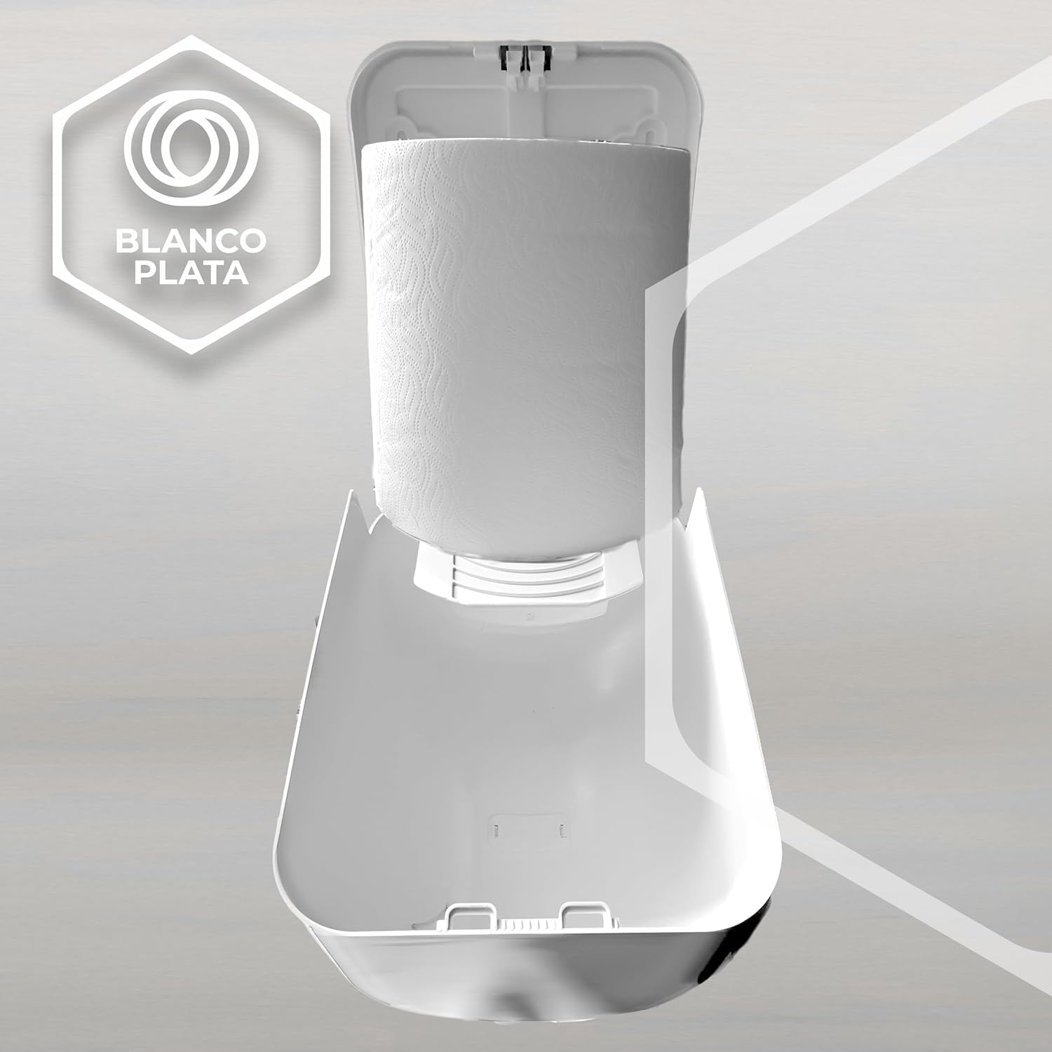 Blancoplata- Dispensador Papel Secamanos para Bobinas de Mecha en contínuo de máximo 210mm, Incluye Llave de Seguridad, Resistente y Duradero.