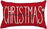 AVOIN colorlife Merry Christmas Red Throw Pillow Cover, 12 x 20 Inch Winter Holiday Cushion Case Decoration for Sofa Couch Red 20' x 12' (Pack of 1)