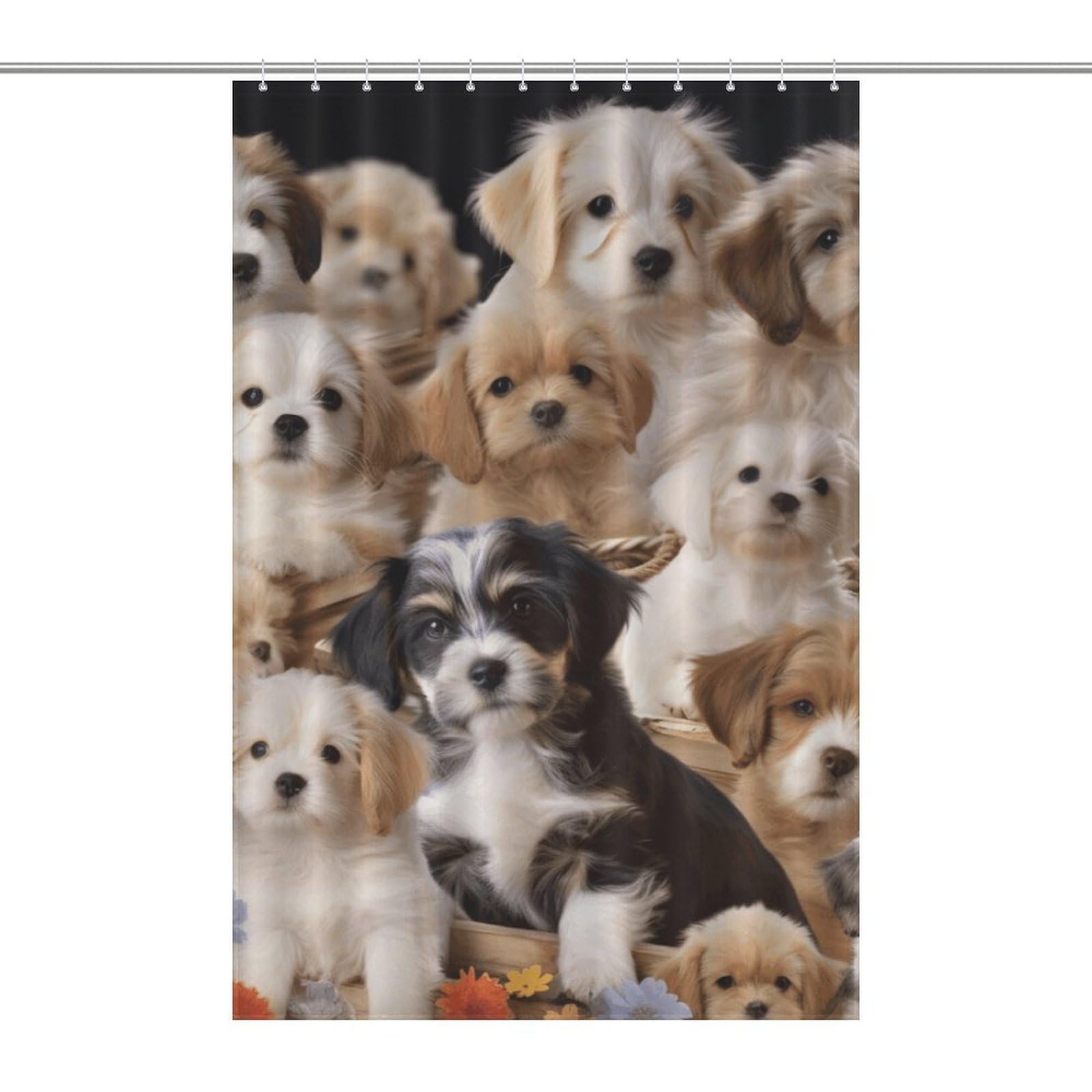 Rideau de douche anti-éclaboussures imprimé chiens mignons pour garder le sol sec avec style