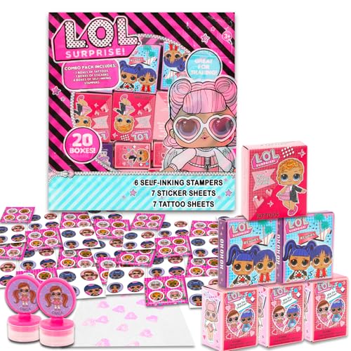 L.O.L Surprise! LOL Surprise Party Favors for 20 Guests Bundle ~ 20 Pieces LOL Surprise Favor Boxes with Stickers, Tattoos and Stampers for Kids Birthday Party Party Supplies and Decorations
