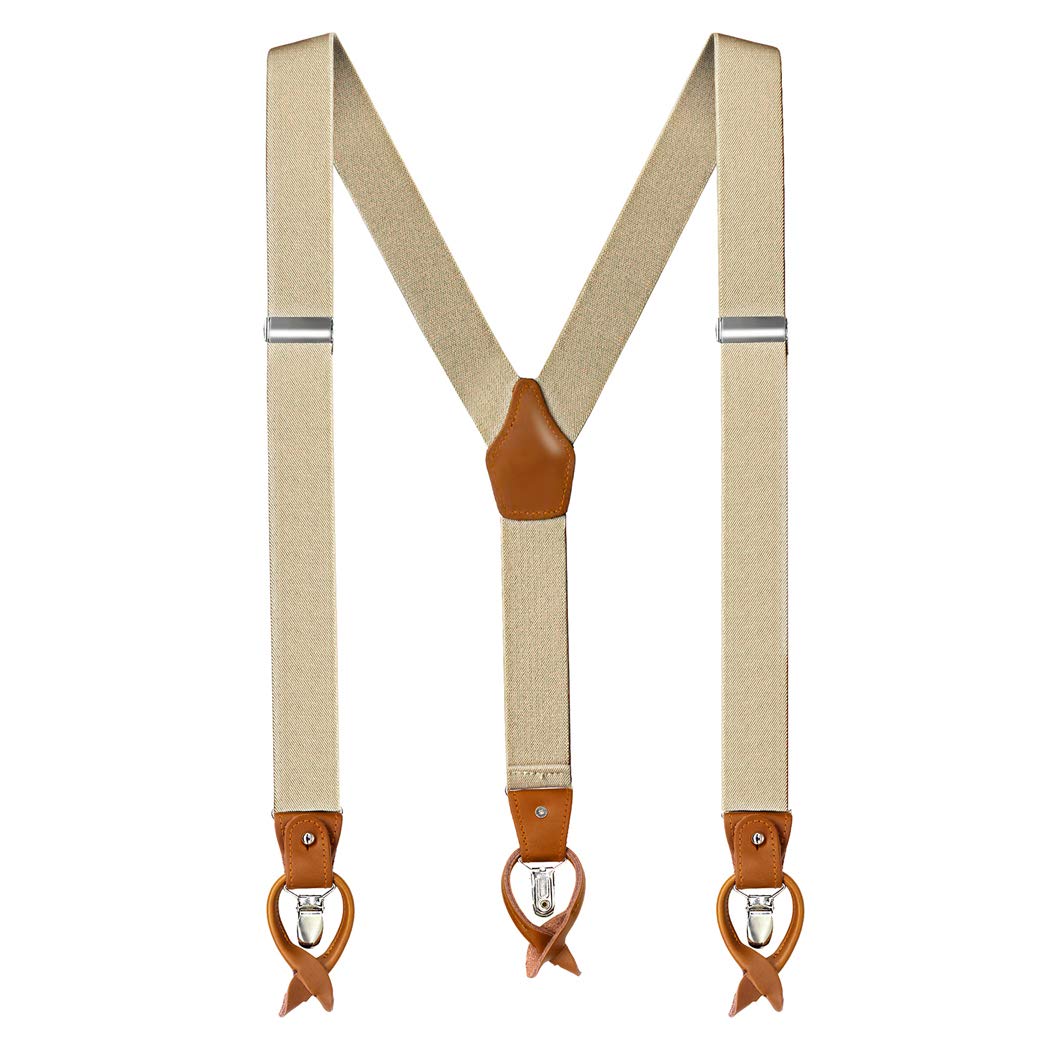 PIERROT Bretelles Homme Larges Made in France - Elastique Ultra Résistant & 4 Clips Extra Fort en X - Taille Ajustable Jusqu'à 130cm - Garantie à Vie - Fabrication Artisanale, Volet Marron