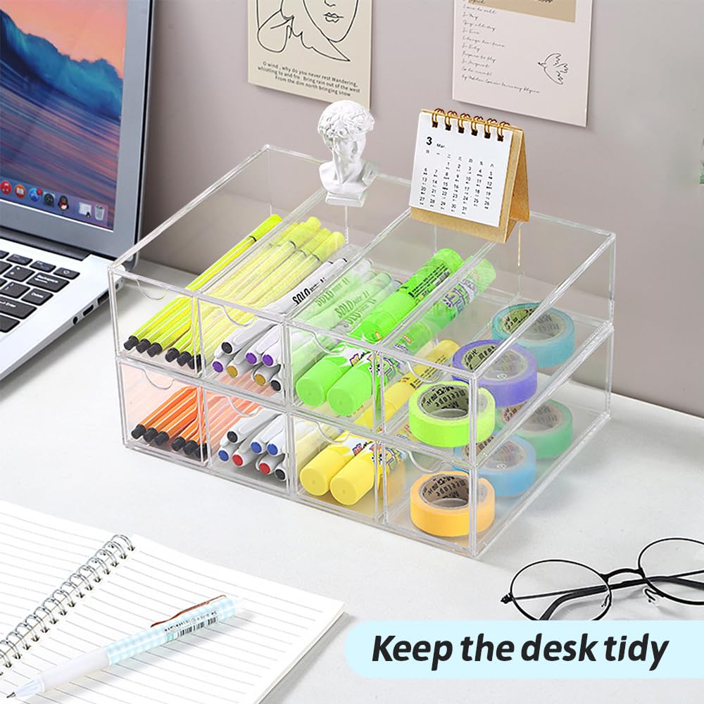 RETON Paquete de 5 organizadores acrílicos para lentes de sol, estuche transparente para gafas con 20 cajones, organizador de almacenamiento acrílico apilable para almacenamiento de gafas, estuche de
