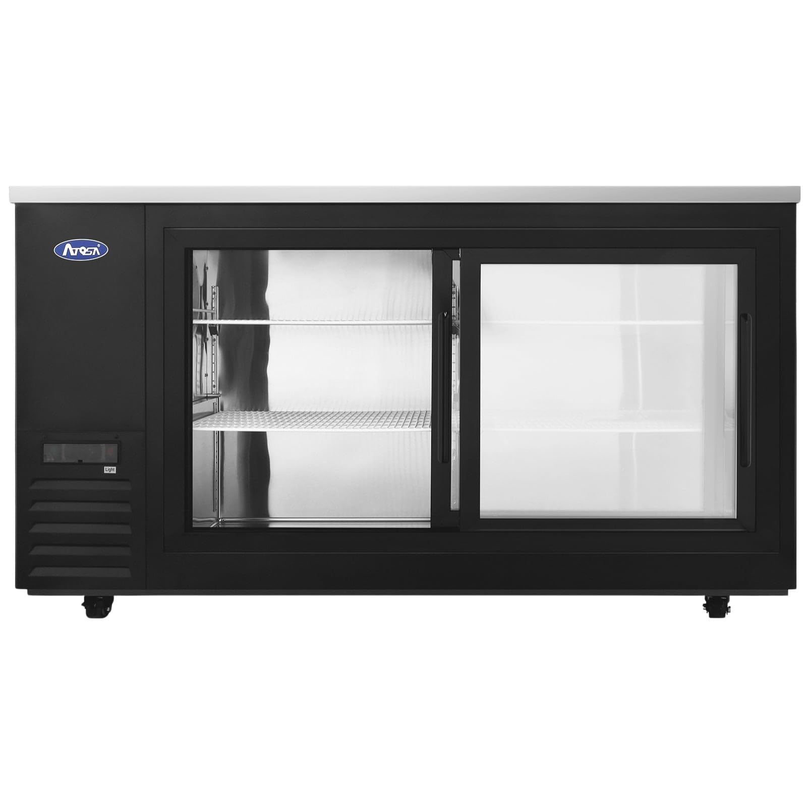 Atosa Commercial Black Steel Shallow Depth Back Bar Cooler With Sliding Glass Doors on Fridge.com - View 2