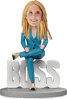 Custom Bobblehead for Women, Personalized Lady Boss Figurine from Photo, Empowerment Gift for Women, Office Desk Decor, Boss Gift, Female Leader Retirement Gift in Blue Suit, Handmade Collectible