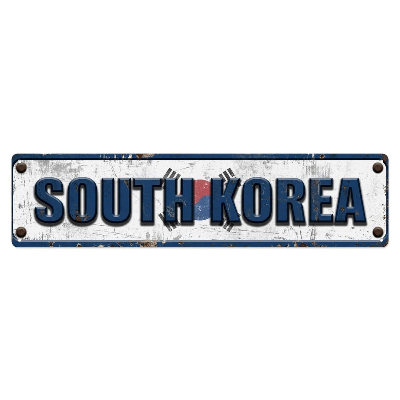 Vintage South Korea Flag Pattern Metal Tin Sign