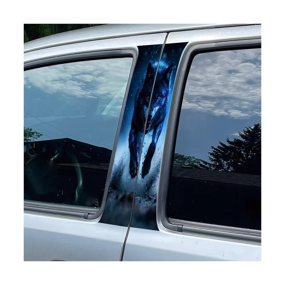 Bertdcx One Color Car Adhesive Waterproof Vinyl B Post Protective Furious Wolf Glossy Stickers Auto Parts