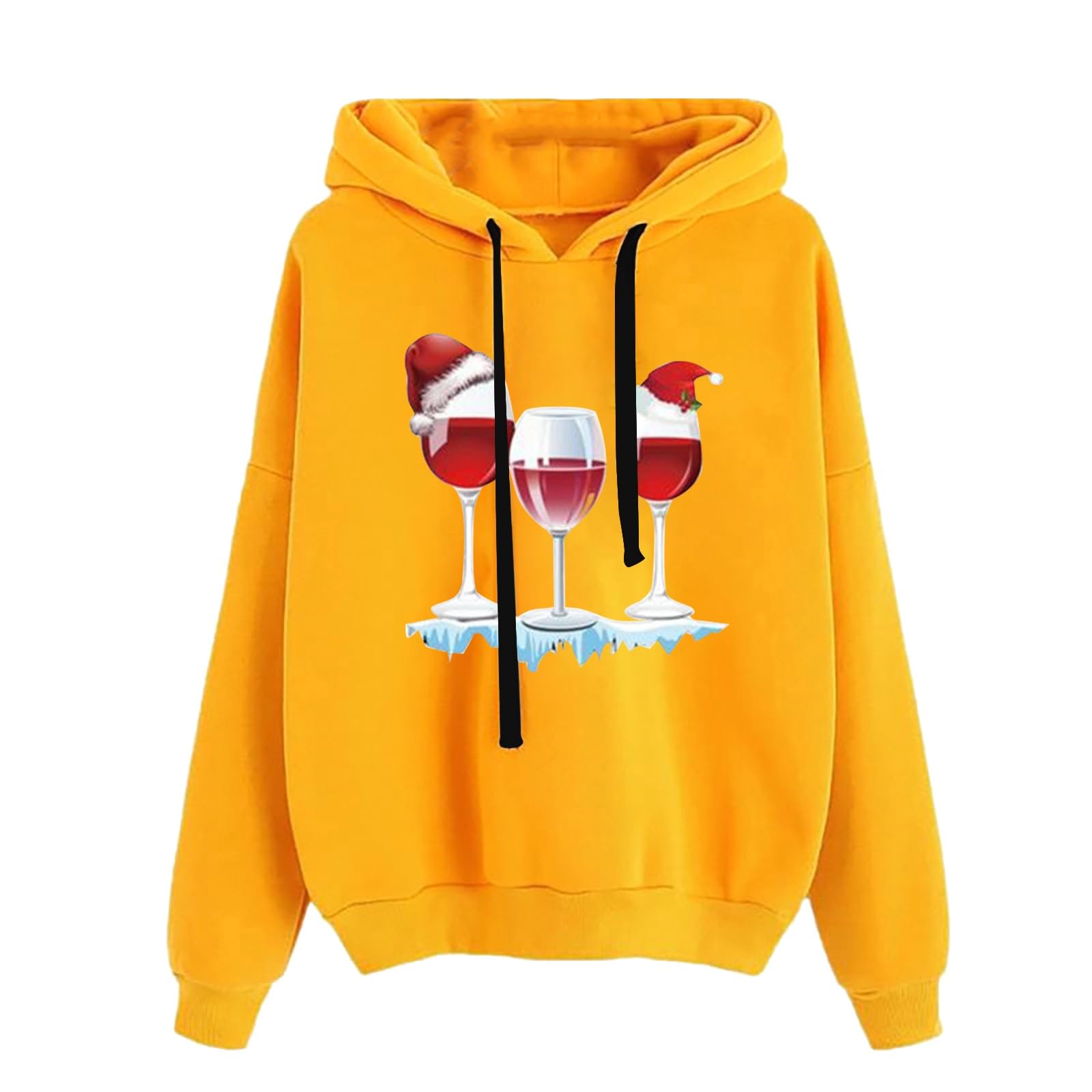 GenericChristmas Shirts For Women Ladies Crew Neck Long Sleeve Christmas Print Hooded Sweatshirt Fashion Loose Top Christmas