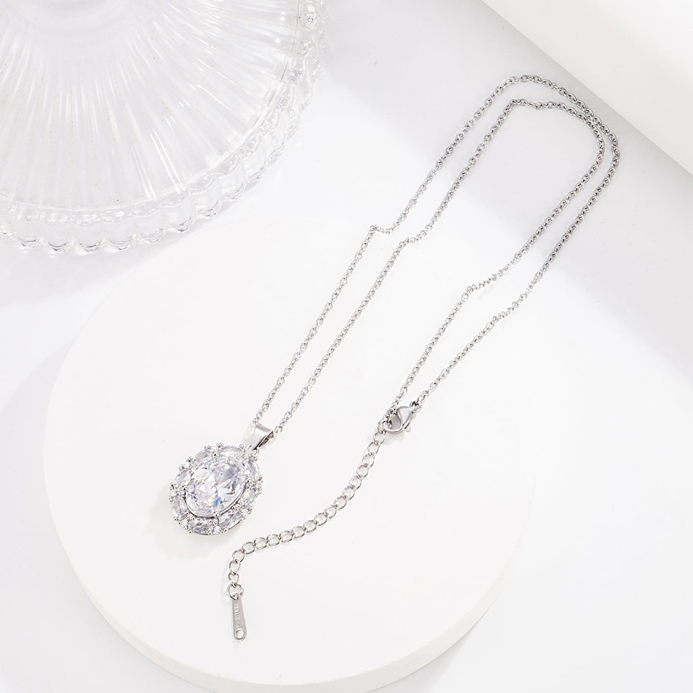 Purple Zirconia Necklace for Women Elegant Cubic Zirconia Pendant Stainless Steel Birthstone Jewelry, 18+2″ Adjustable Chain Dainty Gift for Birthday, Bridesmaids, Anniversary - Image 4