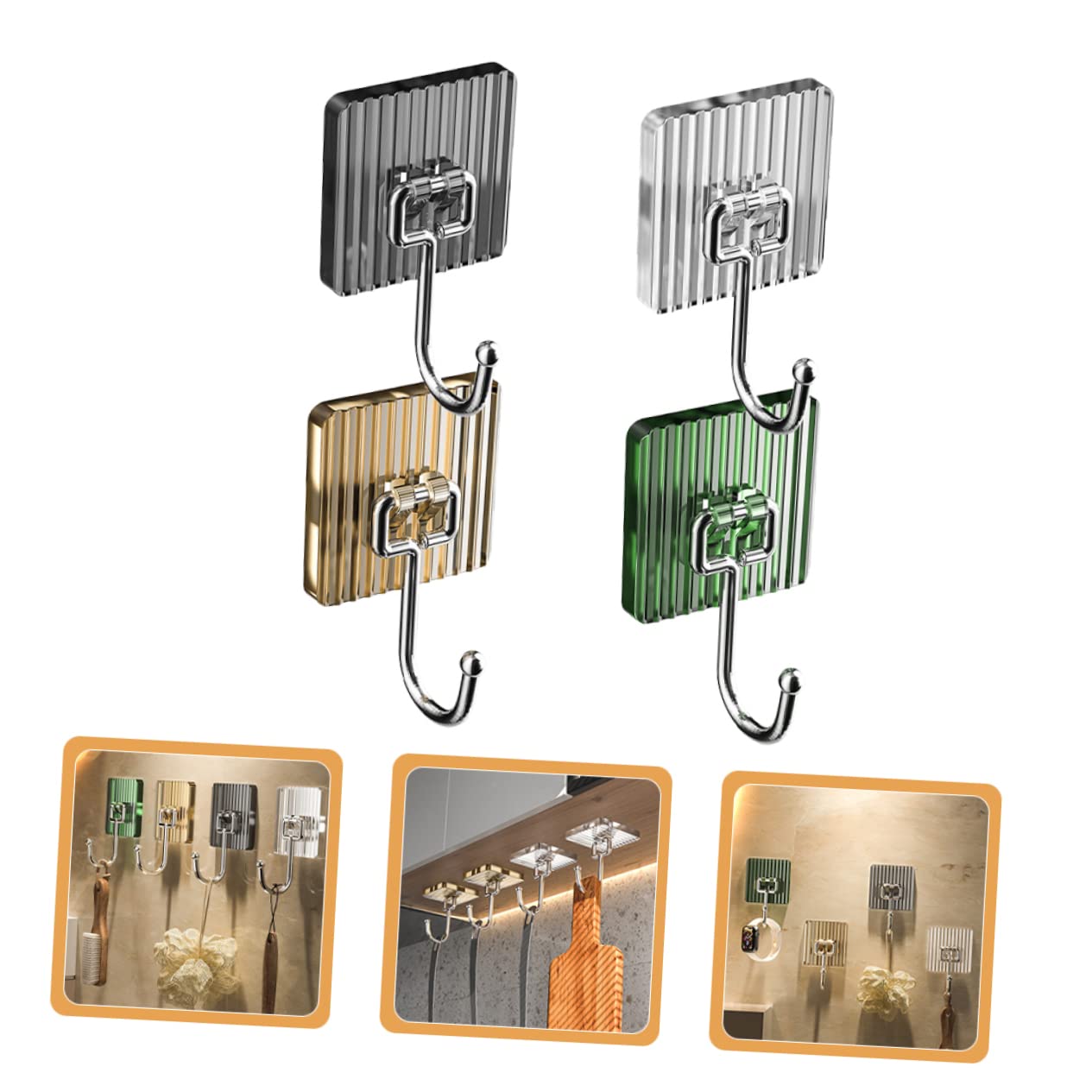 4 Ensembles Crochets Adhésifs Inoxydable De Crochets Décoratifs Auto Adhésifs Pour Serviettes Manteaux Cuisine Salle De Bain 4 Pièces * 4