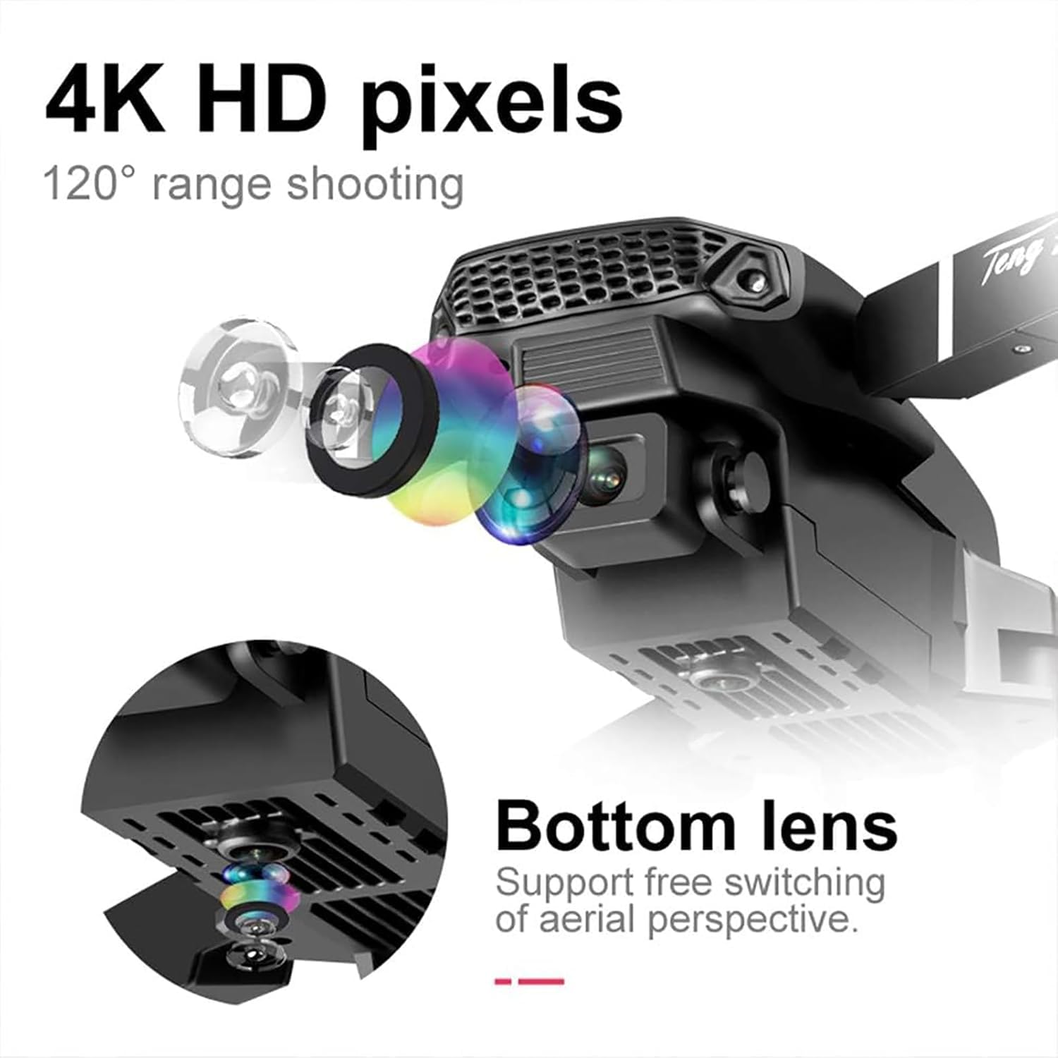 Drone Pieghevole con Doppia Fotocamera 4K, FPV WiFi per Smartphone, Motori Brushless, Angolo 120°, Batteria 1800mAh fino a 15 min, Controllo da App e Telecomando, Decollo/Atterraggio 1 Tasto