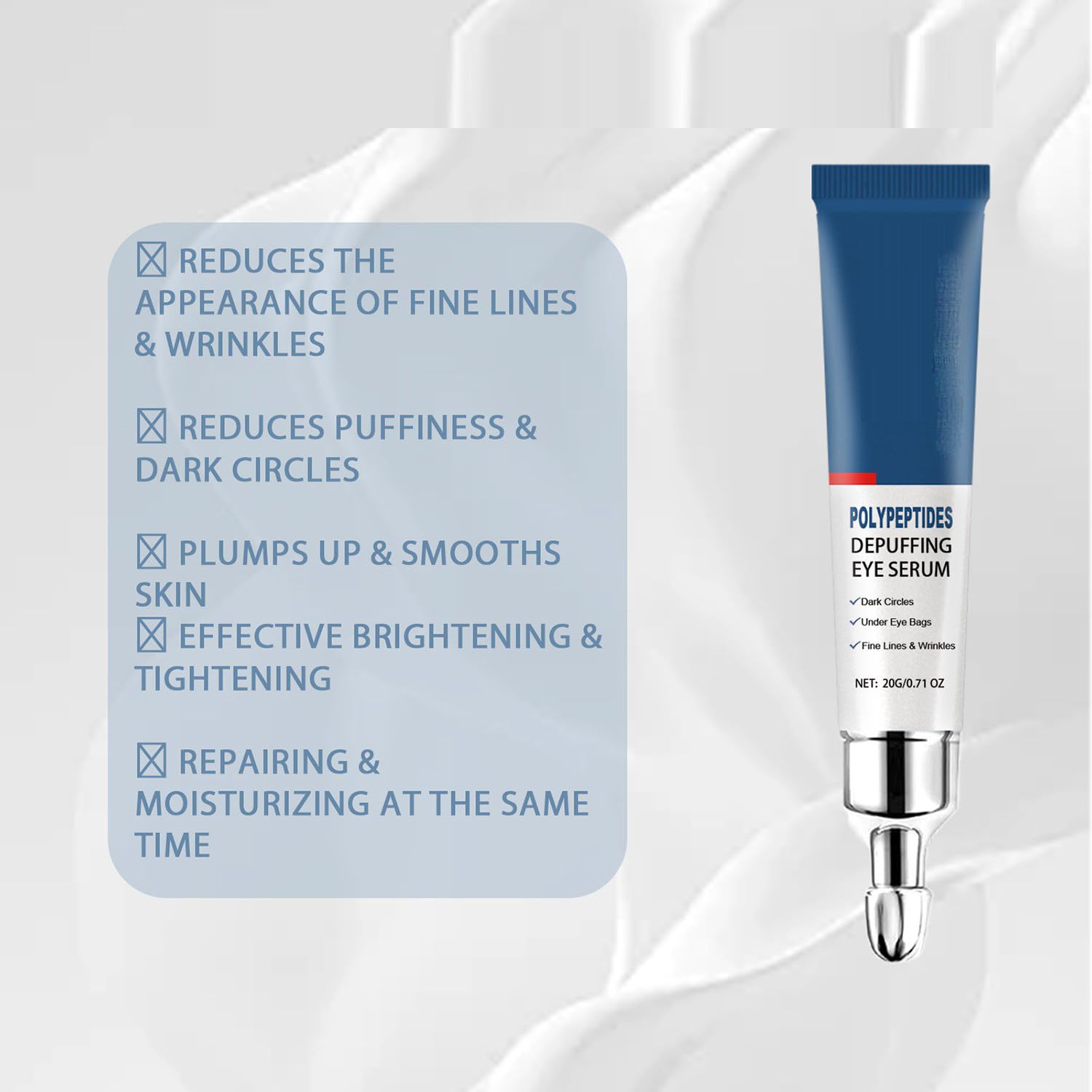 Seurico Peptyd Depuffing Eye Serum, Peptyd Depuffing Eye Żel, Lifts Firming Anti-Wrinkle Eye Tightener, nawilżający krem do oczu, redukcja ciemnych kółek, torby pod oczami (5 szt.)