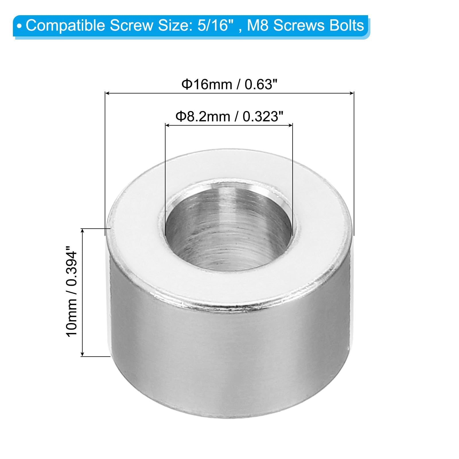 TA-VIGOR 5Pcs M8 Aluminum Spacer - Image 2