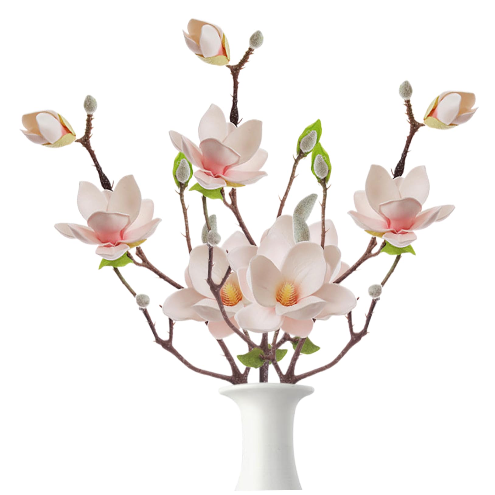 Magnolia Flowers Artificial, 3PCS 20.1 Inch Bendable Faux Magnolia Stems, Realistic Magnolia Branches for Tall Vase, Home, Office, Wedding Party, Table Style 2 Magnolia Stems Faux Magnolia Stems Faux
