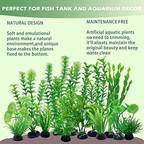 Saderoy 24 Pcs Aquarium Plants Aquarium Decorations Small Artificial Aquatic Plants Fish Tank Plants For Household And Office Turtle Tank Accessories Decorations Aquarium Décor (Green) #TOP2