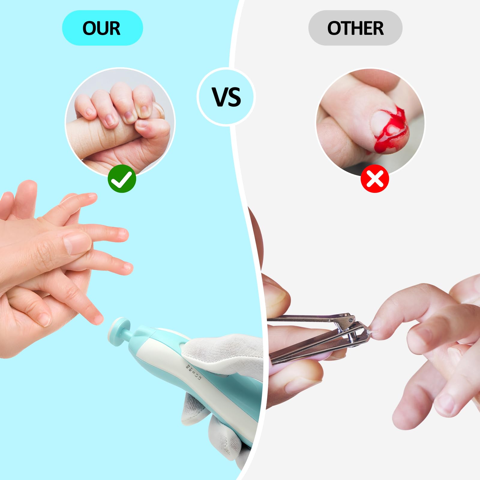 Lima per Unghie Elettrica per Bambini, 14 in 1 Kit Lima Per Unghie Per Bambini, Lima Elettrica per Unghie Neonato con 12 Testina di Ricambio, per Unghie, Manicure e Pedicure a Basso Rumore