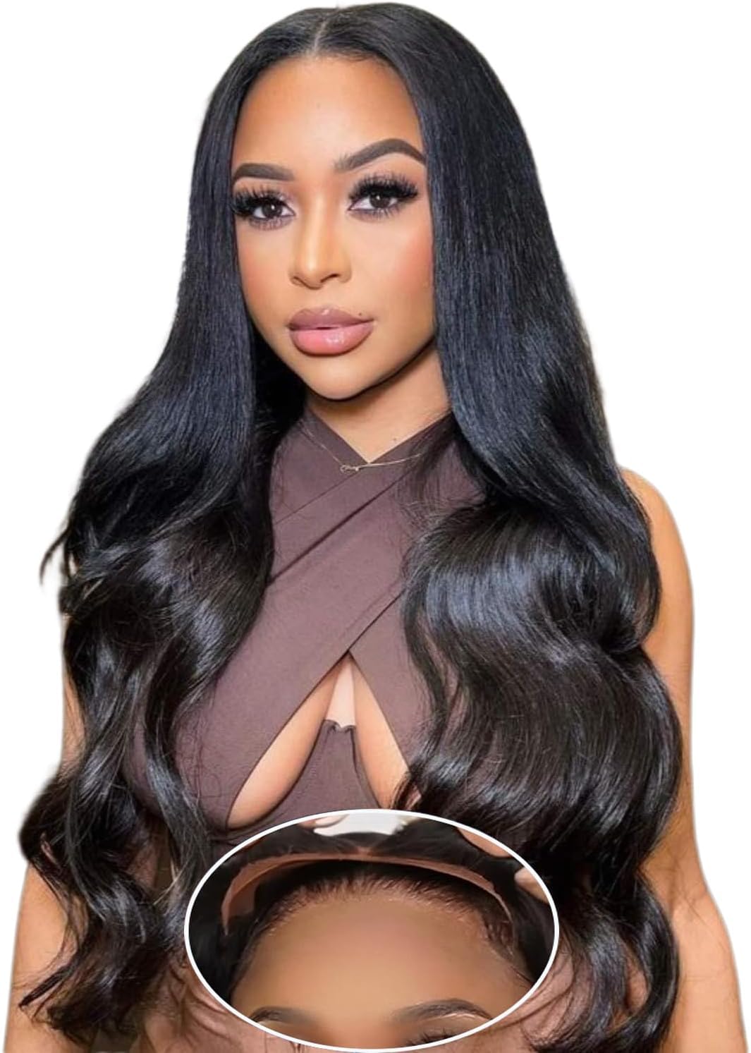 Wear and Go Human Hair Glueless Wig 4x4 Pre Cut Lace Front Body Wave Brazilian Natural Hairline Pre Plucked Natural Color 180% Density 14 inches