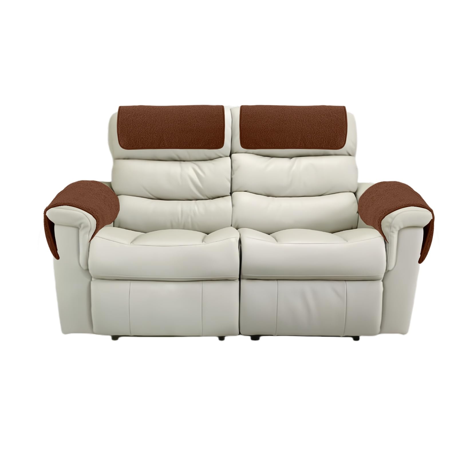 Gyhh Brown Sofa Armchair Covers For Arms, Nonslip Sofa Headrest Cover Sherpa Arm Covers With Pockets For Recliner Chair Armchair Slipcovers Furniture Protector