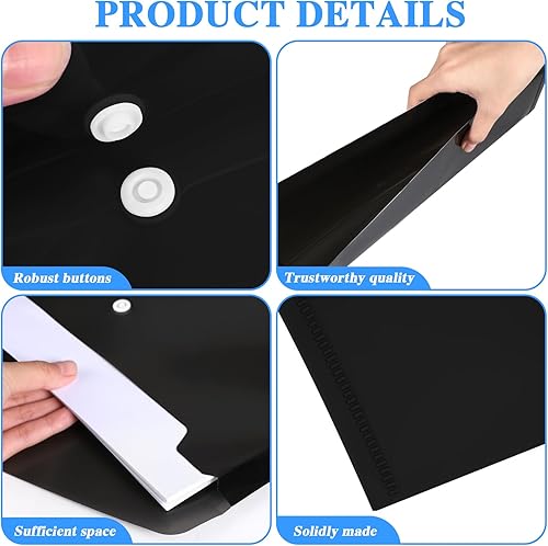 Miniatura 4 de Paquete de 12 sobres de plástico con cierre a presión, sobres de polietileno tamaño A4, sobres de archivo, soporte transparente para documentos,