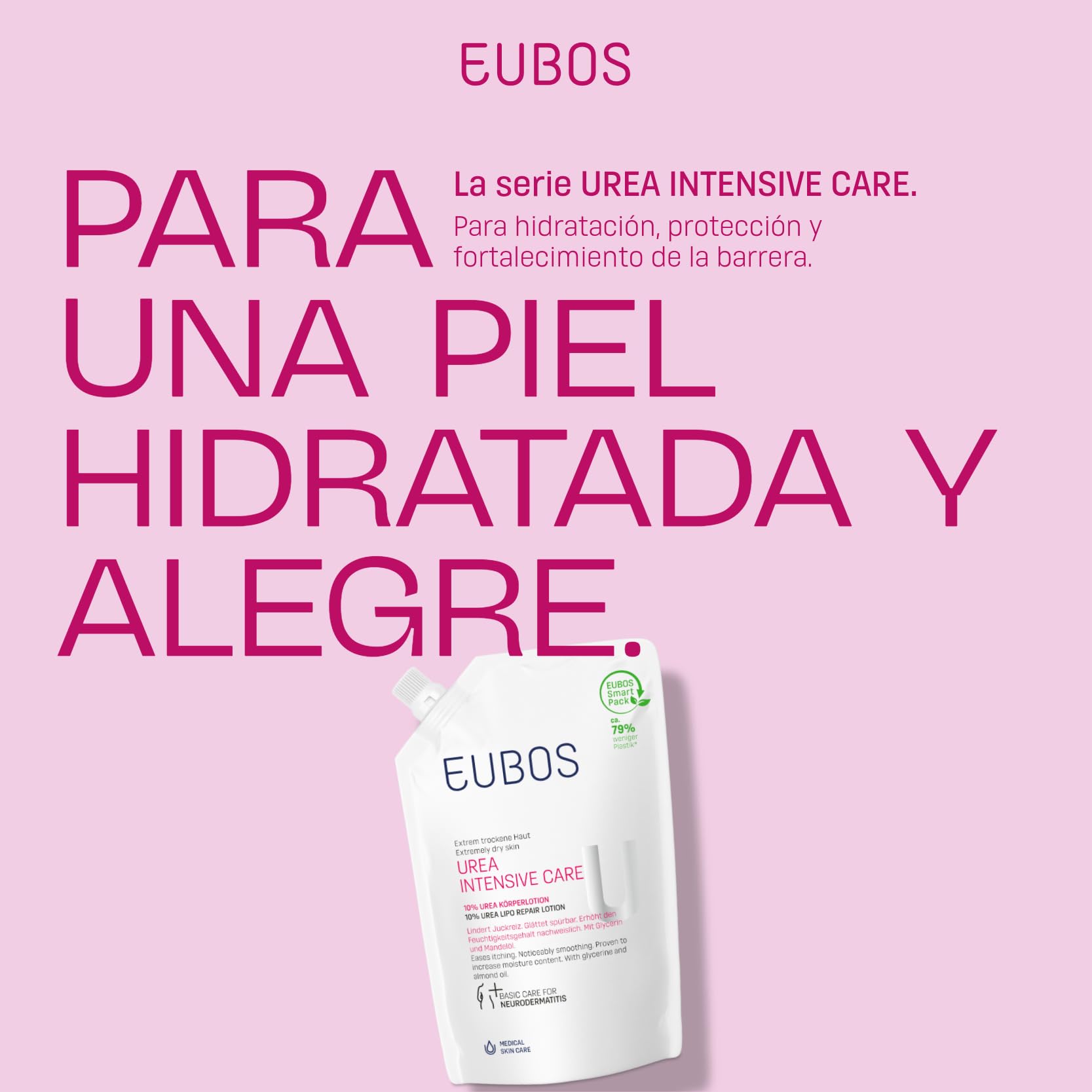 Eubos | 10% UREA balsam do ciała, worek uzupełniający, 400 ml, do suchej skóry, potwierdzony dermatologicznie, poprawia zdolność nawilżenia skóry, specjalny krem pielęgnacyjny