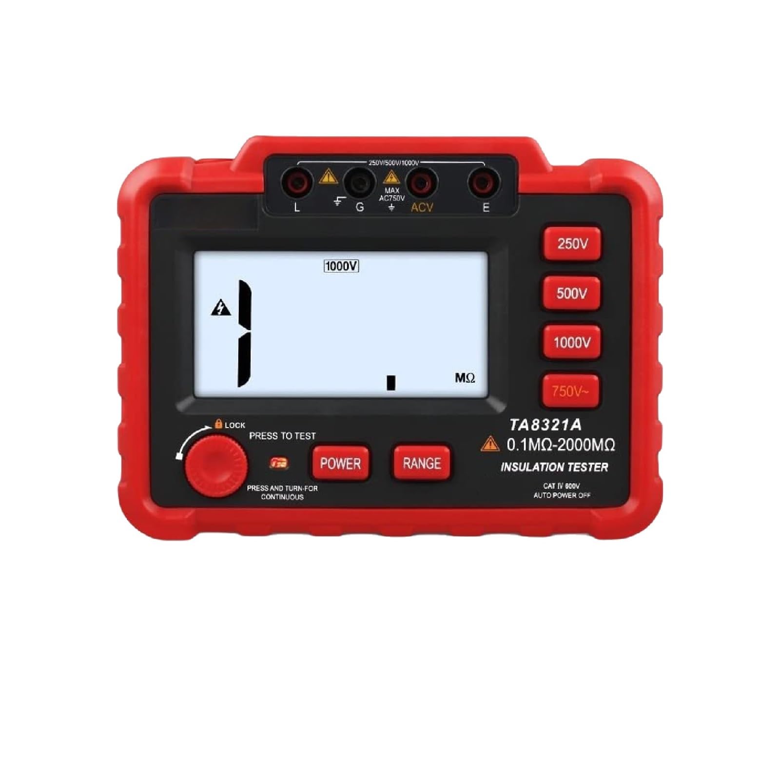 Digitalmultimeter, 2500V Digital Insulation Resistance Tester, Industrial Megohmmeter w/Auto Discharge(TA8322A)