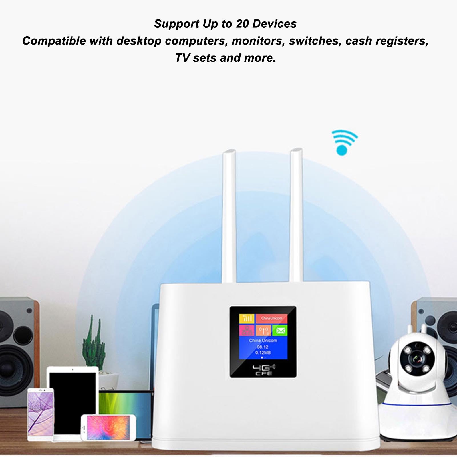 Septpenta Router Wi Fi 4G, Banda di Frequenza B1/3/7/8/20/38/40/41, Alta velocità 150 Mbps, Antenna Omnidirezionale Ad Alto Guadagno per Computer Desktop, Monitor, Interruttori(Unione Europea)