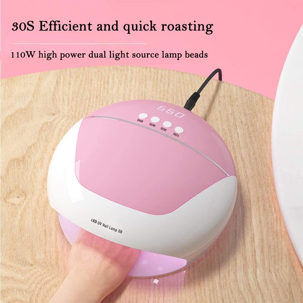 Lampada per Unghie, Essiccatore for Unghie Gel 110W Lampada UV for Smalto con 4(Pink)