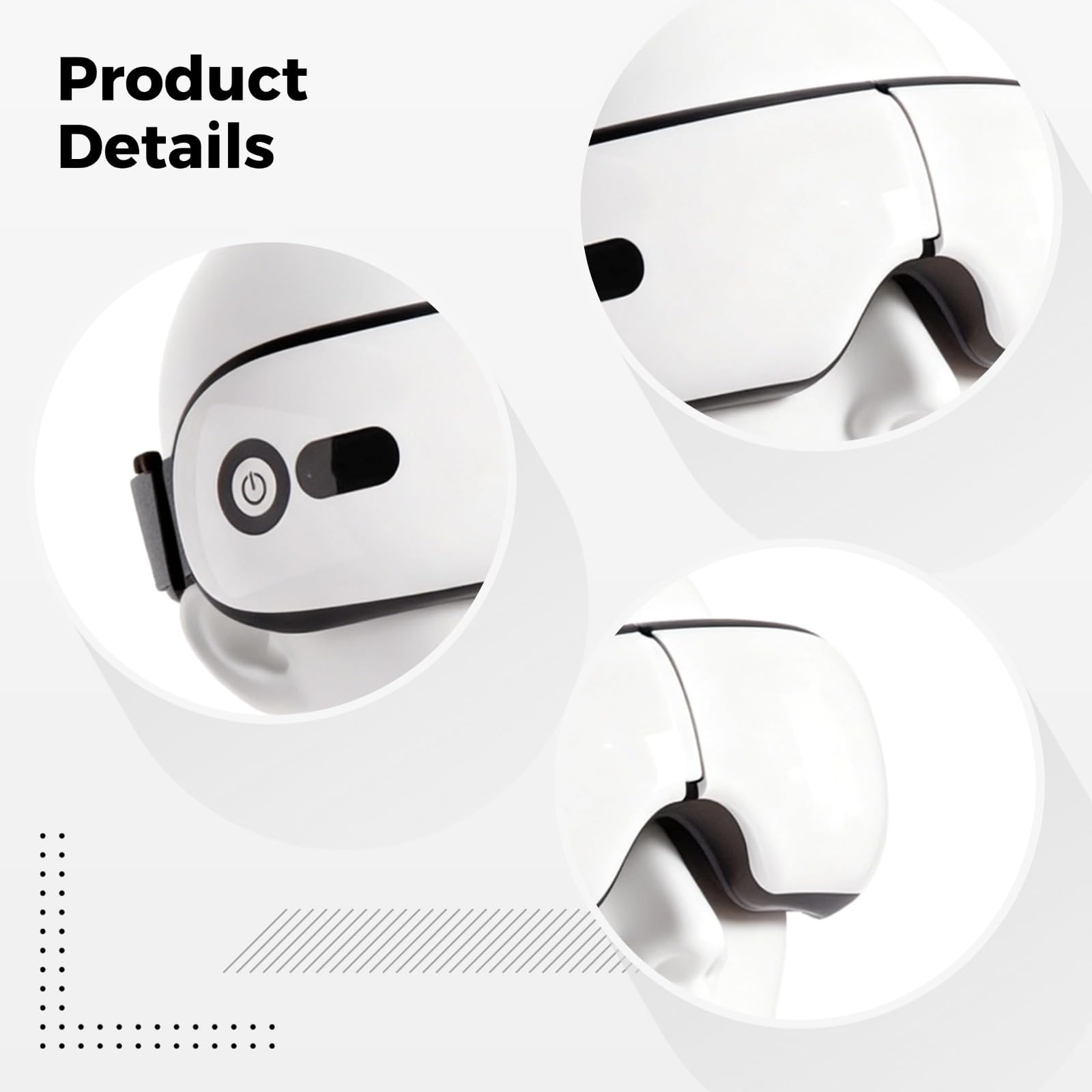 Masajeador de ojos inteligente, 5 modos de masaje, compresión de aire 9D, cuidado de los ojos calentado, música inalámbrica, vibración, recargable por USB, diseño plegable portátil, para aliviar la