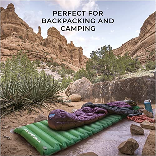 Hyke-Byke-Appalachian-Inflatable-Sleeping-Pad-for-Camping-and-Backpacking-WR-70-D-Ripstop-Nylon-Fabric-76-x-24-in-Long-Gray-Green