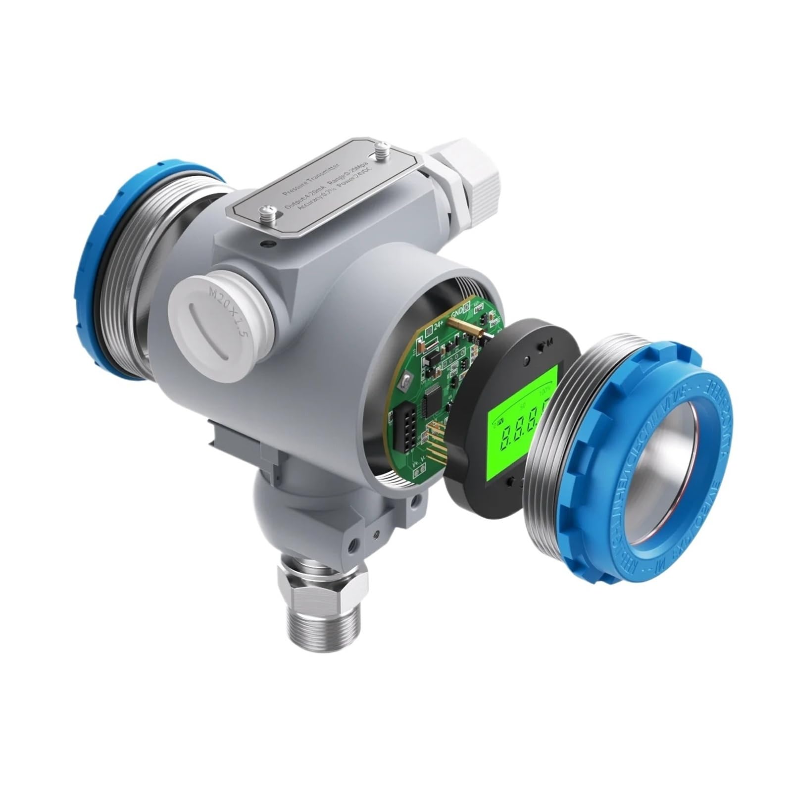 Vmvud Rs485 Output Digital Pressure Transmitter 4-20Ma M20*1.5 Pressure Transducer Rs485 0-10V Pressure Sensor Transducer Transmitter(,0-20Mpa)