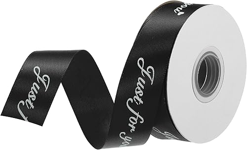 MECCANIXITY Cinta de satén de 1 pulgada de ancho Just for You, cinta de grogrén personalizada de San Valentín de 25 yardas para envolver regalos,