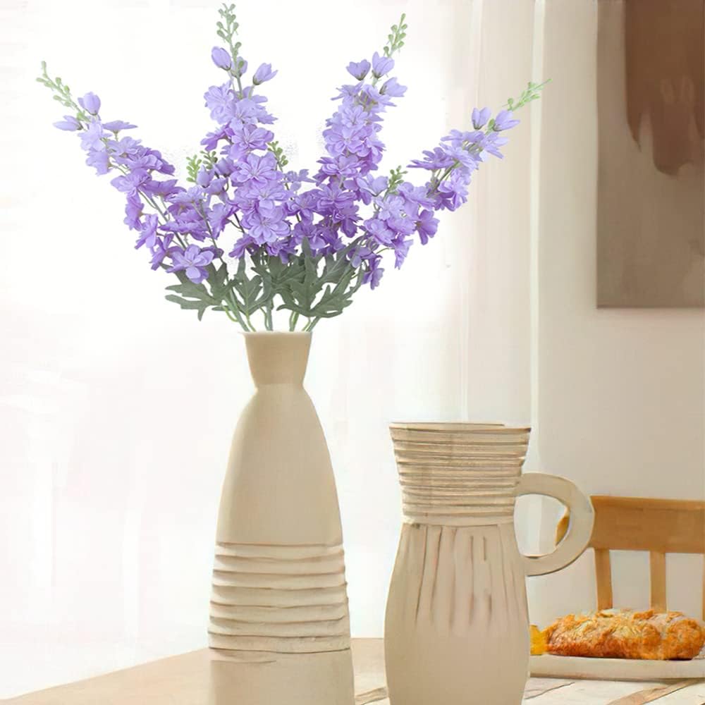 FERIAL Purple Artificial Delphinium Flowers Silk Larkspur Flowers Faux Snapdragon Long Stem Fake Plant Spray Arrangement for Home Office Garden Wedding Table Vase Decor (Purple) - Image 5