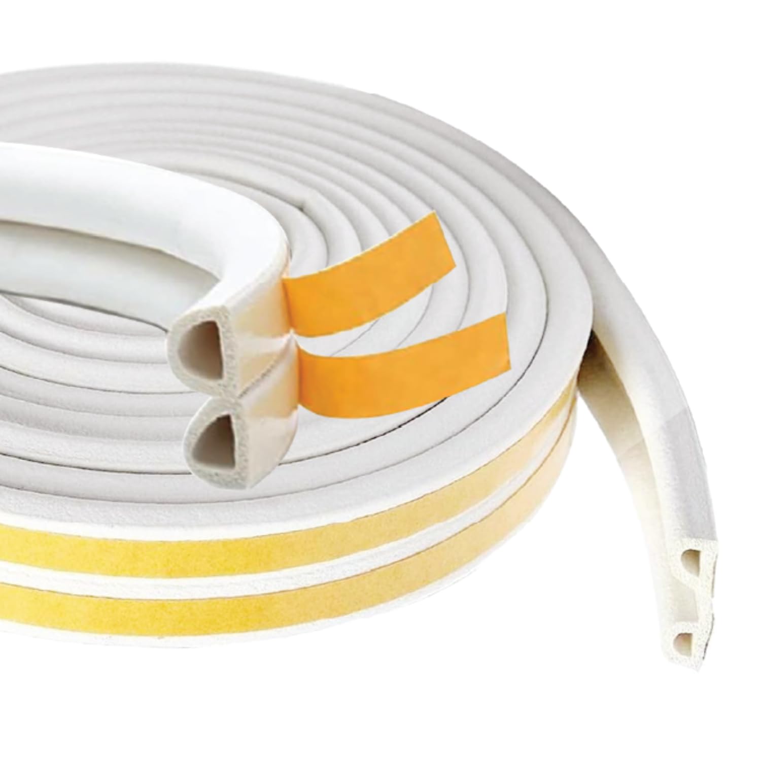 Wolvex White Self-Adhesive Draught Excluder Tape: Type D. For Windows & Doors. Blocks Draughts, Collisions, Sound, Waterproof, Soundproof Draft Excluder Strip 9Mm*6Mm*6M (5M)