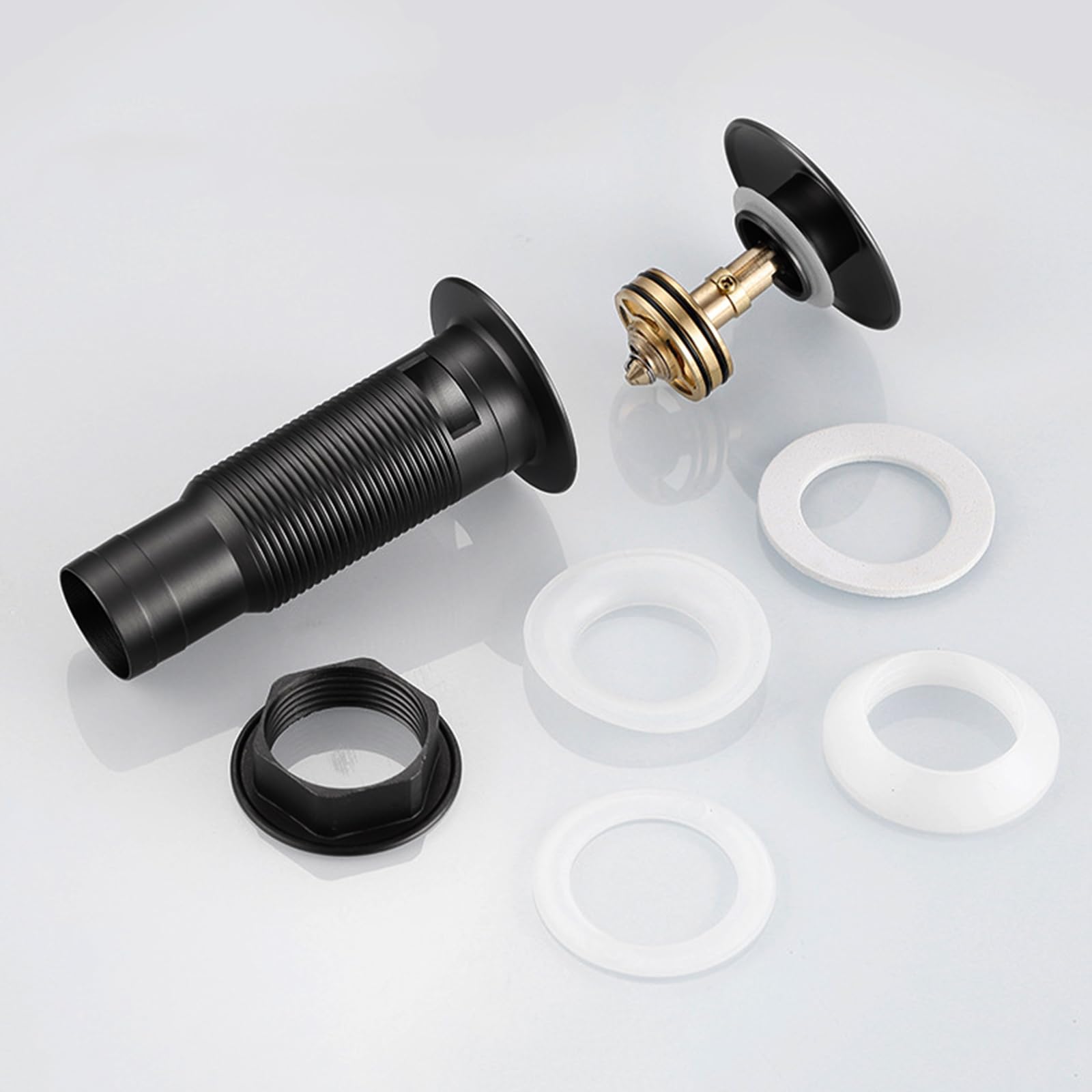 VáLvula Para Lavabo Clic Clac Valvula Desague Lavabo Para BañO Valvula Lavabo Universal Drenaje De Rebote A Presión Totalmente De Cobre,negro,Sin Agujero De Desbordamiento