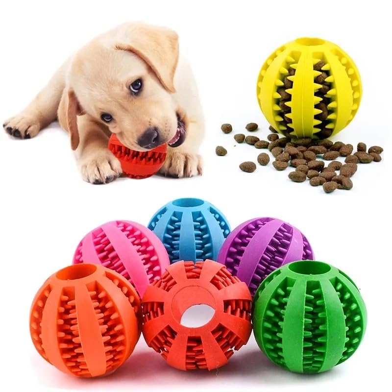 SICHER Interactive Dog Ball Toy, Durable Bite Resistant Dog Chew Ball, Rubber Pet Dog Tooth Cleaning Food Leakage Feeder Toy