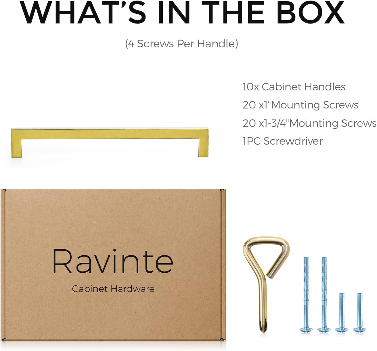 Ravinte 10 Pack Square Bar Kitchen Cabinet Handles Gold Cabinet Pulls Drawer Pulls with 10 Inch Hole Center Kitchen Cabinet Hardware