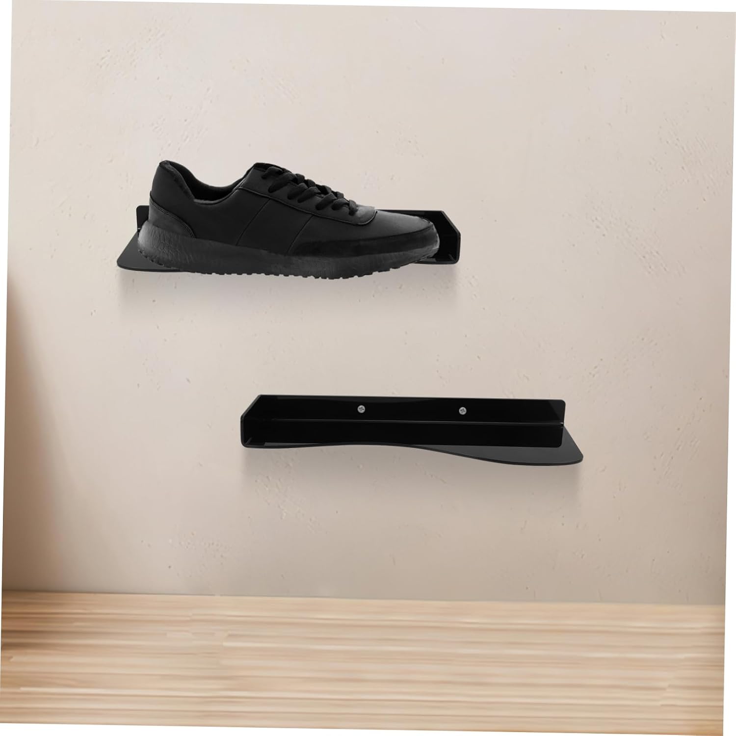 Garneck 1Set Adjustable Acrylic Shoe Display Rack Wall Mounted Shoe Holder for Entryway Living Bedroom Floating Shoe Organizer for High Heels Boots Sandals with Easy Installation