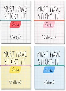 モノライクマストハブスチッキーグリッド Must Have Sticky Grid 4種80枚 - デイリーメモ、パレット、多彩な色相、4種セット
