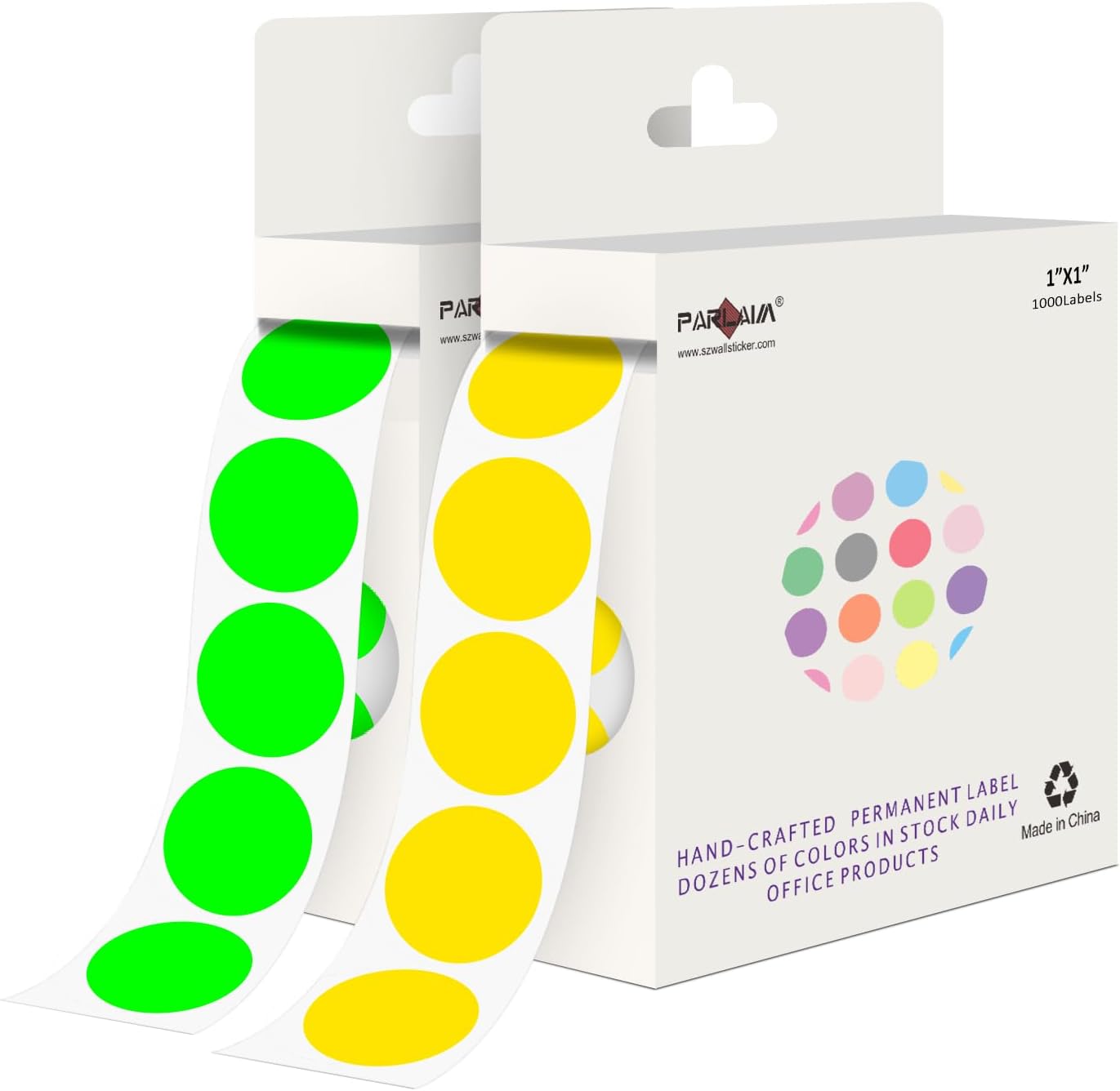 PARLAIM Color Code Dot Stickers, Round 1 inch Polka Circle Round Dot Labels 10000 PCS 10 Rolls Bulk for Office Classroom, Green