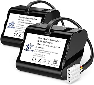 melasta 7.2V 4500mAh Li-ion Replacement Battery for Neato XV Series XV-11 XV-12 XV-14 XV-15 XV-21 XV-25 XV Essential, XV Pro Robotic Vacuum Cleaner Neato Battery Replacement 945-0005 205-0001, 2 Pack