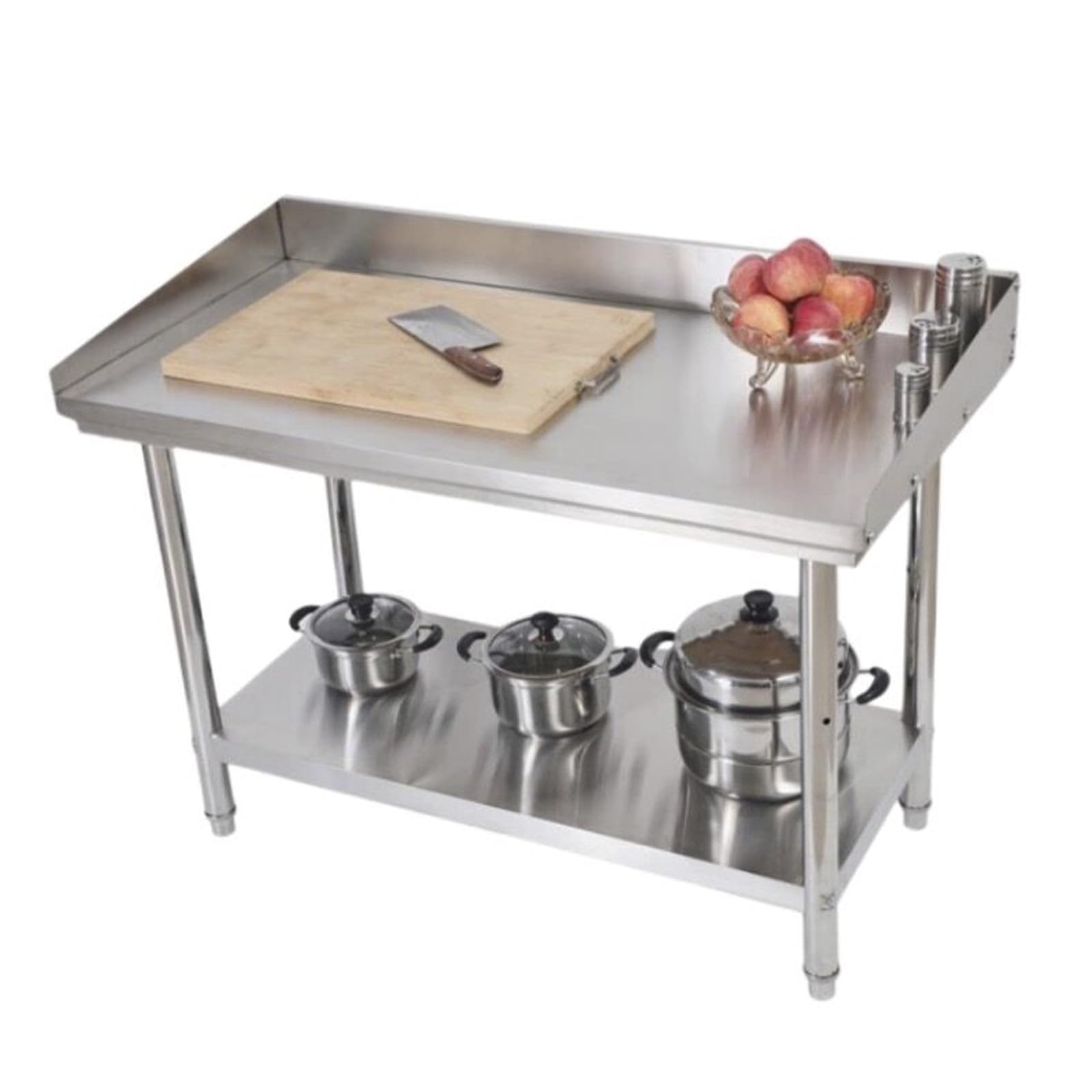Tavolo da Lavoro in Acciaio Inox con Alzatina,Banco di Preparazione Alimenti da Cucina,Tavolo da Ristorazione Commerciale per Ristorante,Hotel,Garage,Magazzino,Bar,100x60CM/39.3x23.6IN