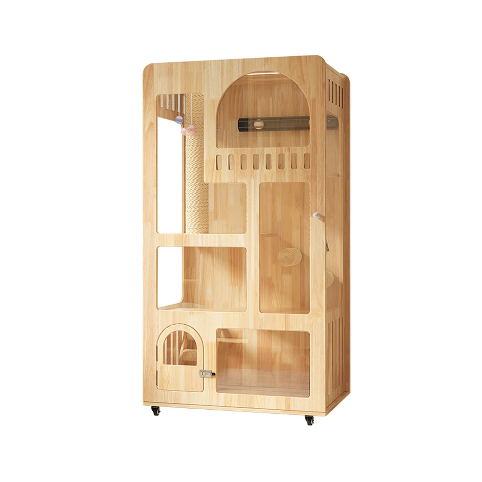 villa per gatti Gabbia for gatti in legno for con toilette for la casa, lettiera for di grandi dimensioni Per interni