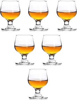Valeways Shot Glasses, 5oz Glass Set of 6/Clear Glasses/Cute Glasses/Perfect for Tasting Brandy/Glass Snifters, 6 Count Pack of 1